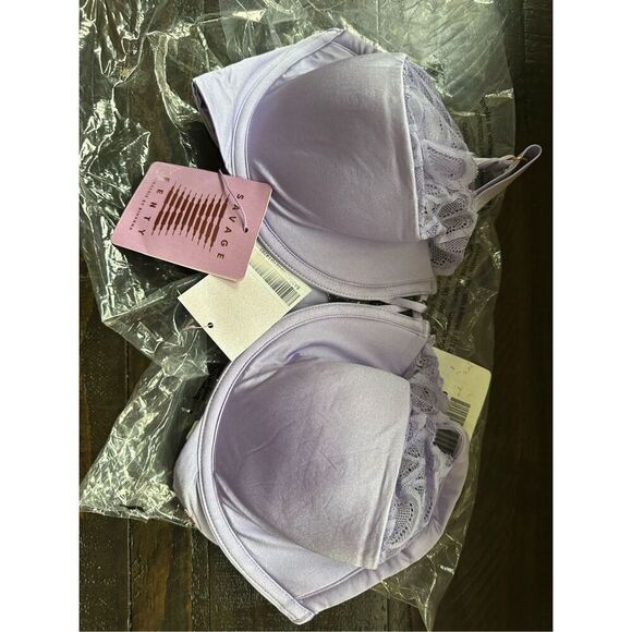 SAVAGE X NOT SORRY HALF-CUP PLUNGE BRA 36DDD lavender lace - Picture 4 of 5